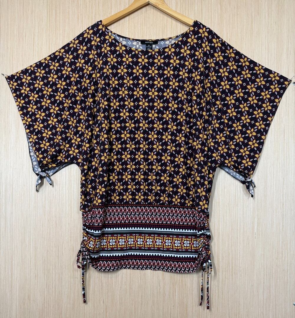 Style & Co Gold Studded Floral Tunic Top Womens Size 2X Cinch Sides Stretch